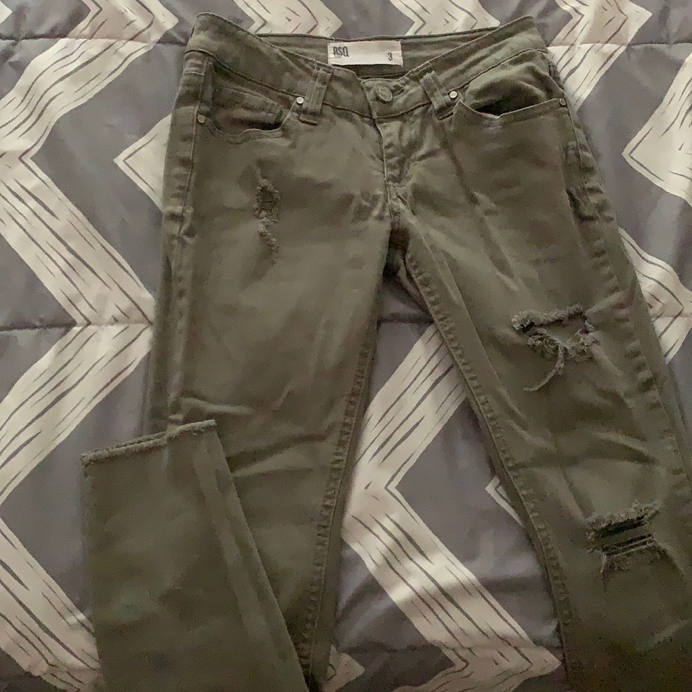 RSQ size 3 green ankle denim